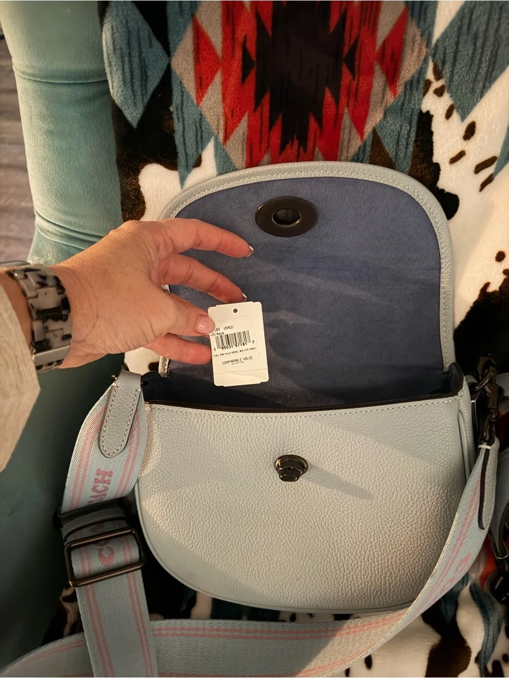 Coach compact pebbled